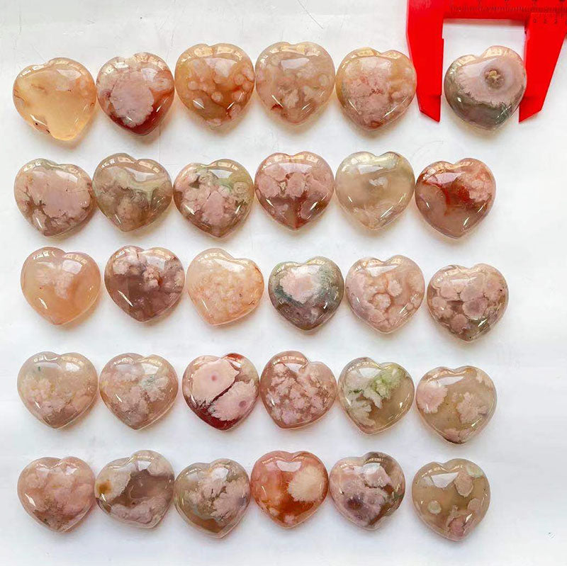 3cm Flower Agate Mini Hearts