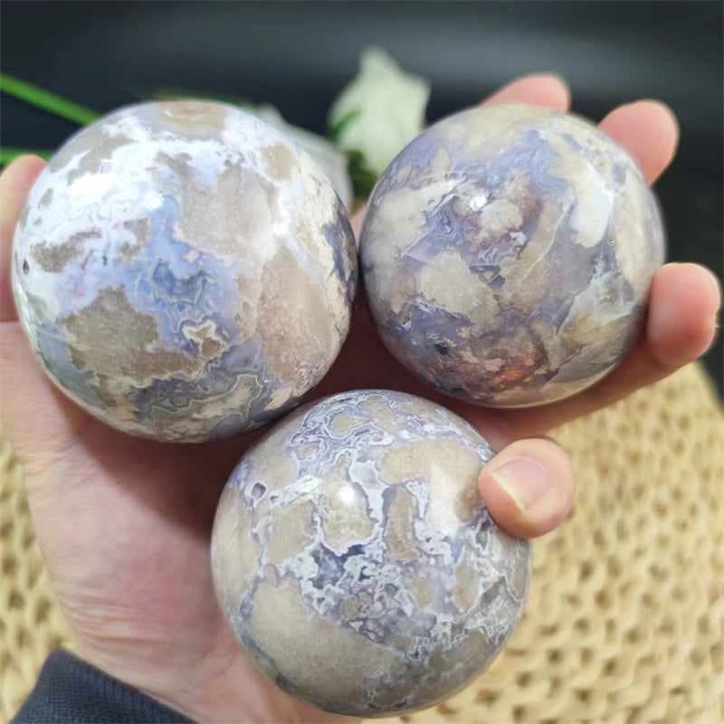 Blue Flower Agate Spheres