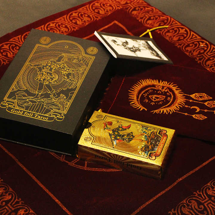 Metaphysics Golden Color Tarot Cards Set with Guidebooks