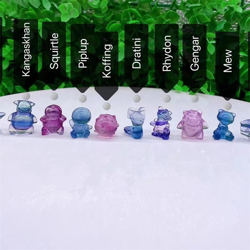 Rainbow Fluorite Mini Pokemen Carvings