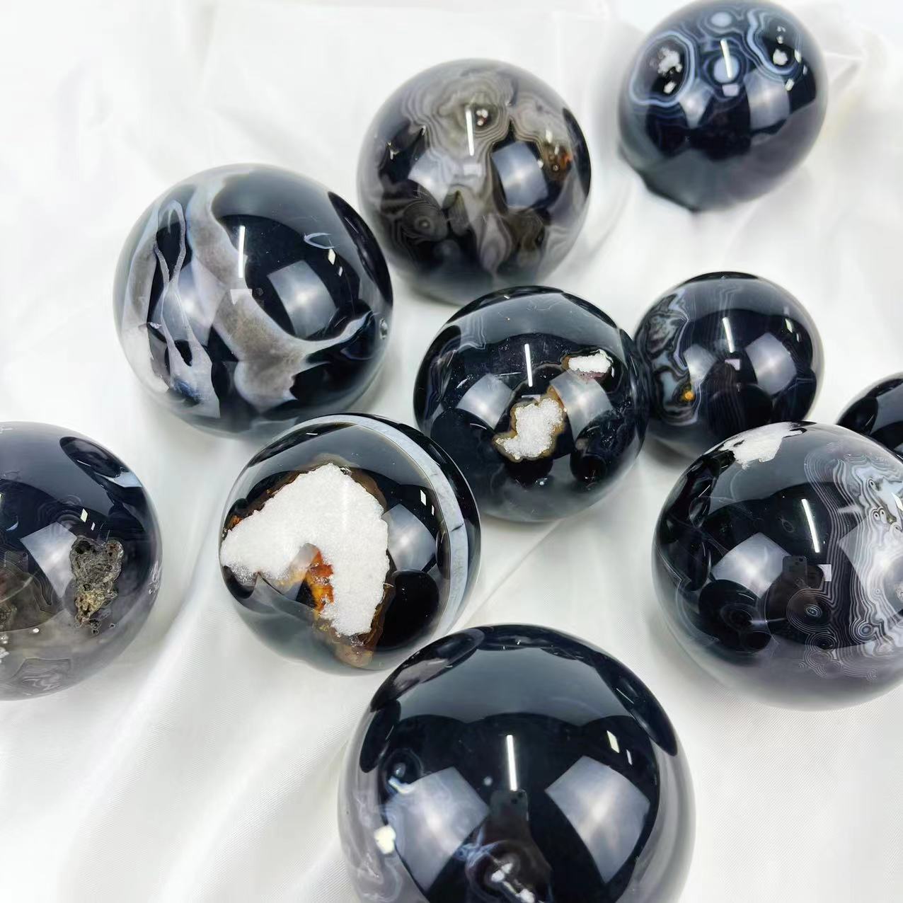 Black Lace Agate Spheres