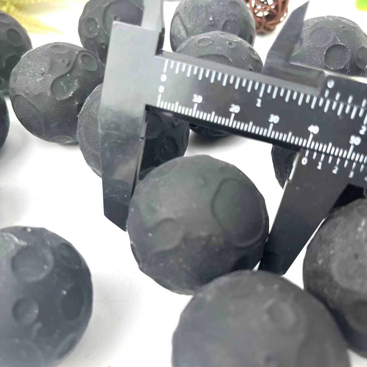 Rough Black Stone Moon Spheres