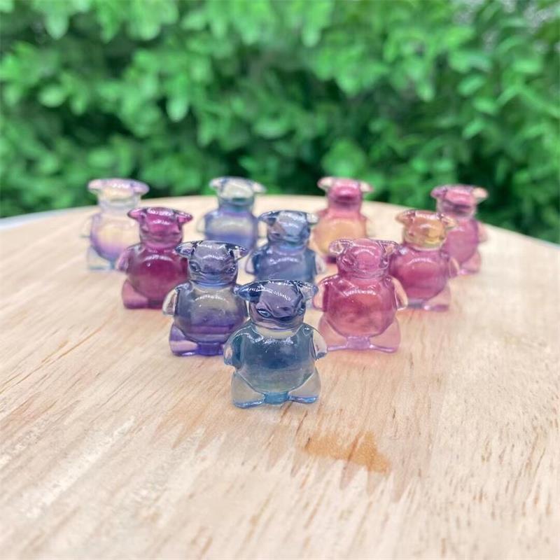 Rainbow Fluorite Mini Pokemen Carvings