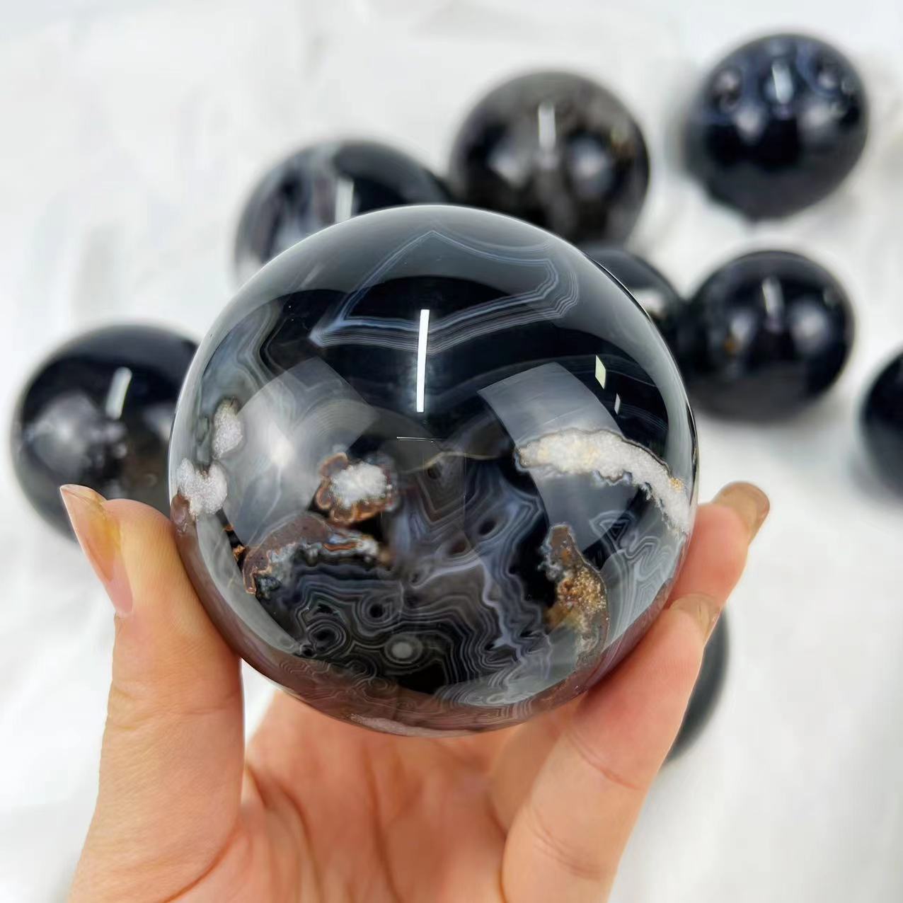 Black Lace Agate Spheres