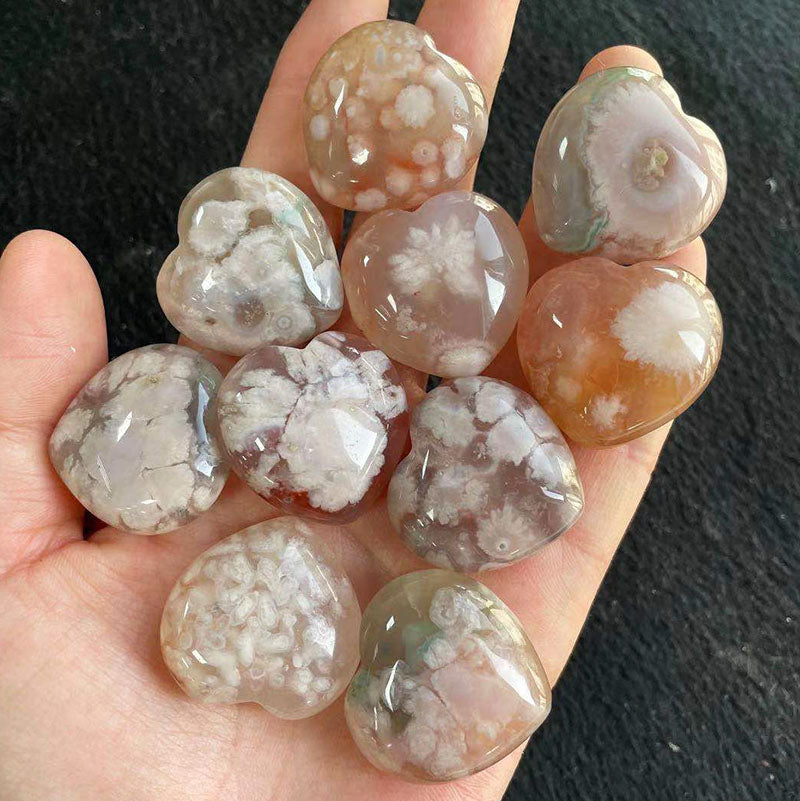 3cm Flower Agate Mini Hearts