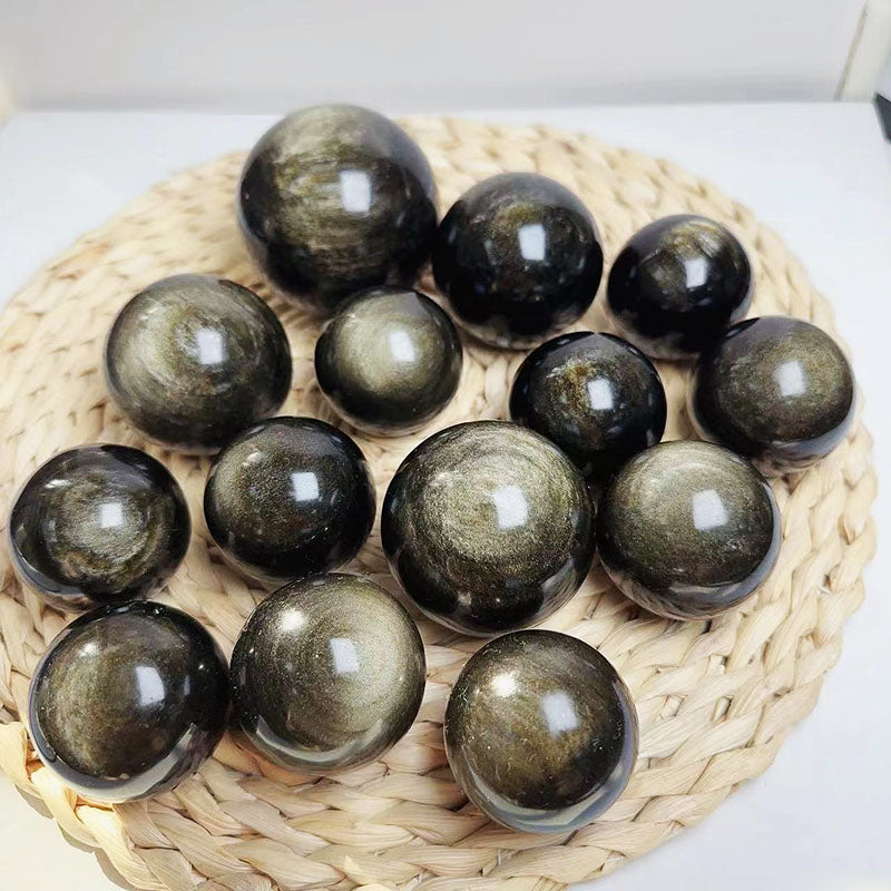 Strong Flash Golden Obsidian Spheres