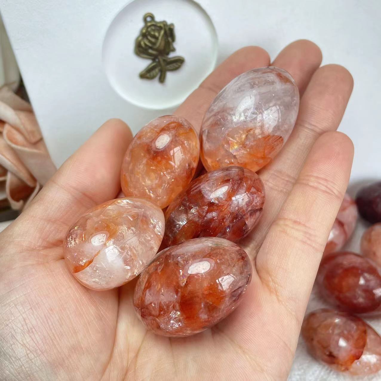 Red Fire Quartz Hematoid Tumble Stones