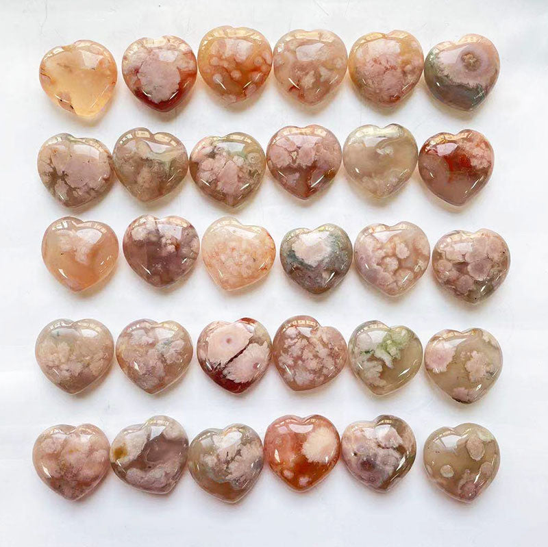 3cm Flower Agate Mini Hearts