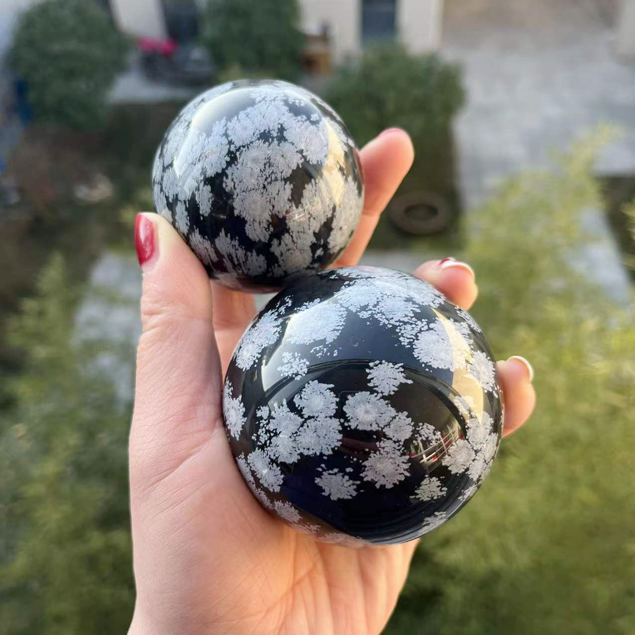 Snowflake Obsidian Spheres