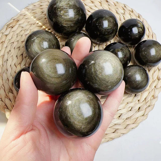 Strong Flash Golden Obsidian Spheres