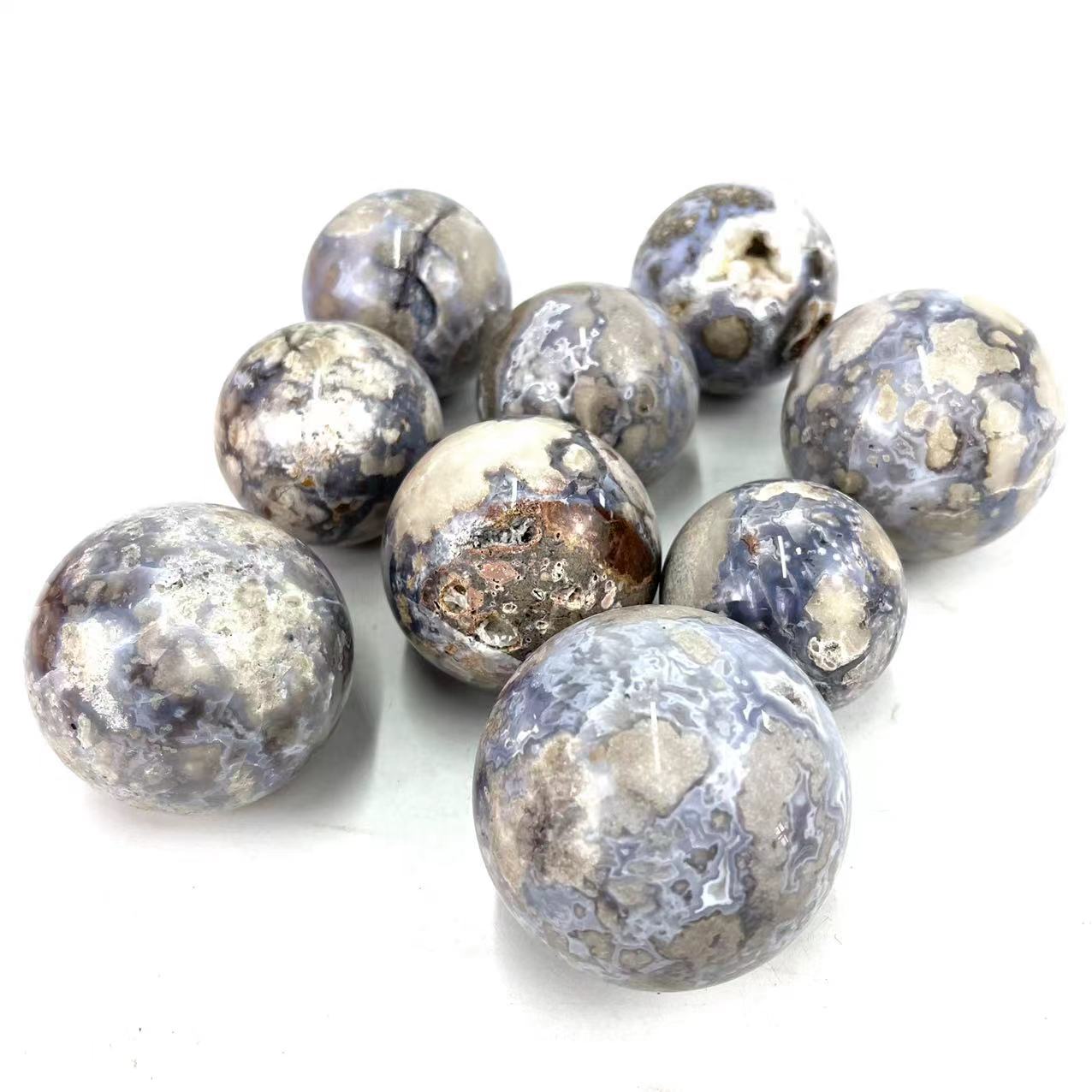 Blue Flower Agate Spheres