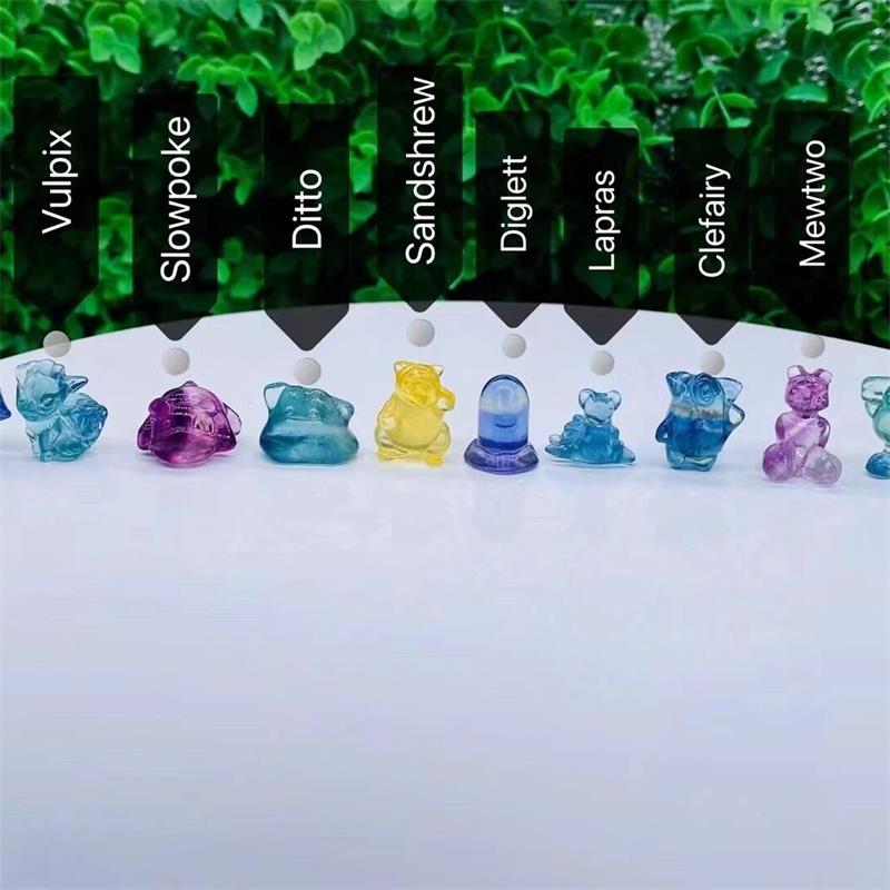 Rainbow Fluorite Mini Pokemen Carvings