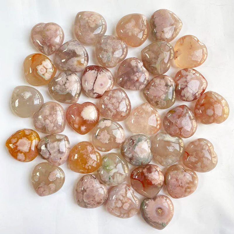 3cm Flower Agate Mini Hearts