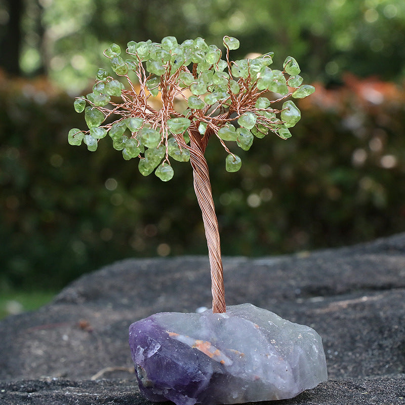 Crystal Chip Lucky Tree with Rough Fluorite Base Ornaments