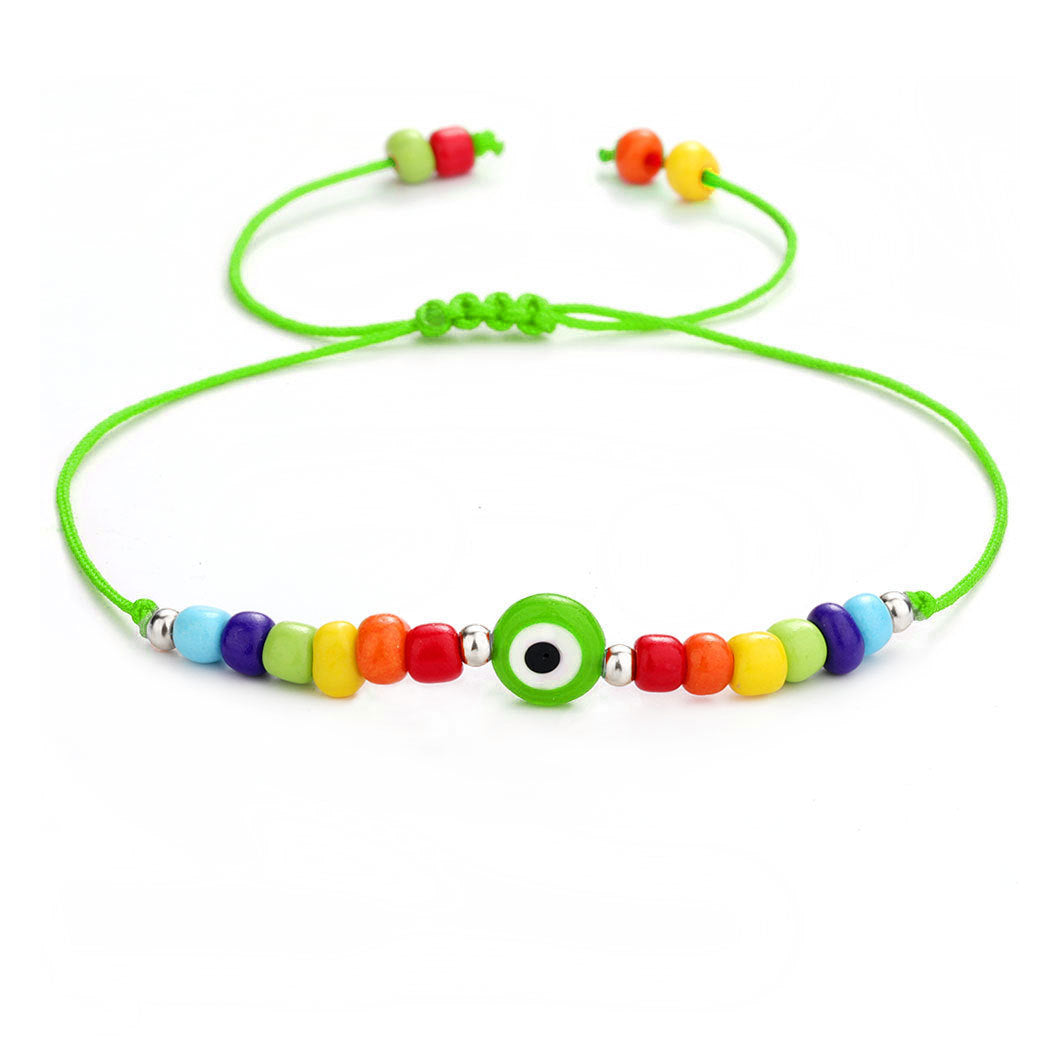 Evil Eye 7 Chakra Rainbow Color Bead Bracelets