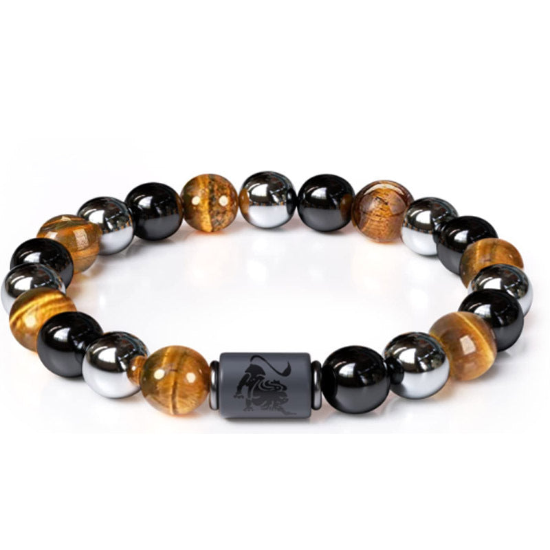 Twelve Constellations Tiger Eye Hematite Mixed Bead Bracelets