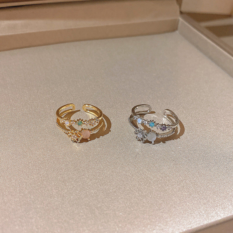 Zircon S925 Silver Flower Rings