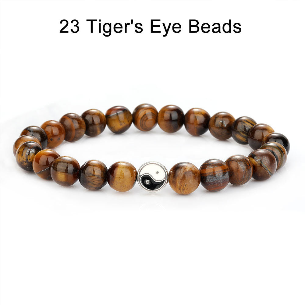 Taichi Tiger Eye Black Matte Daoism Crystal Bead Bracelets