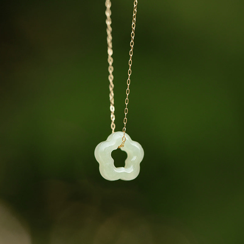 Plum Bossom Hetian Jade Necklace