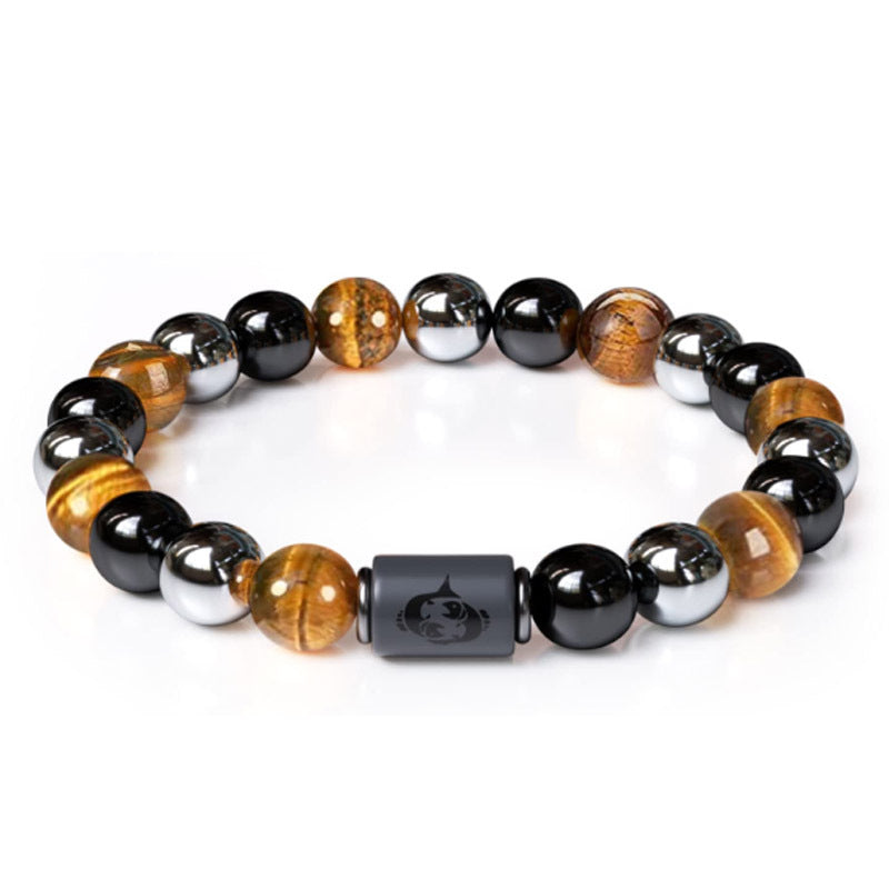 Twelve Constellations Tiger Eye Hematite Mixed Bead Bracelets