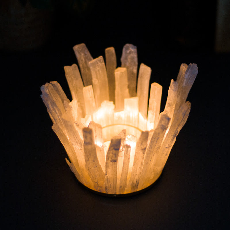 Selenite Wand Gravel Candle Holder Bedside Ornaments