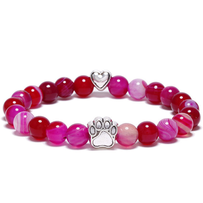 8mm Dog Paw Crystal Bead Bracelets