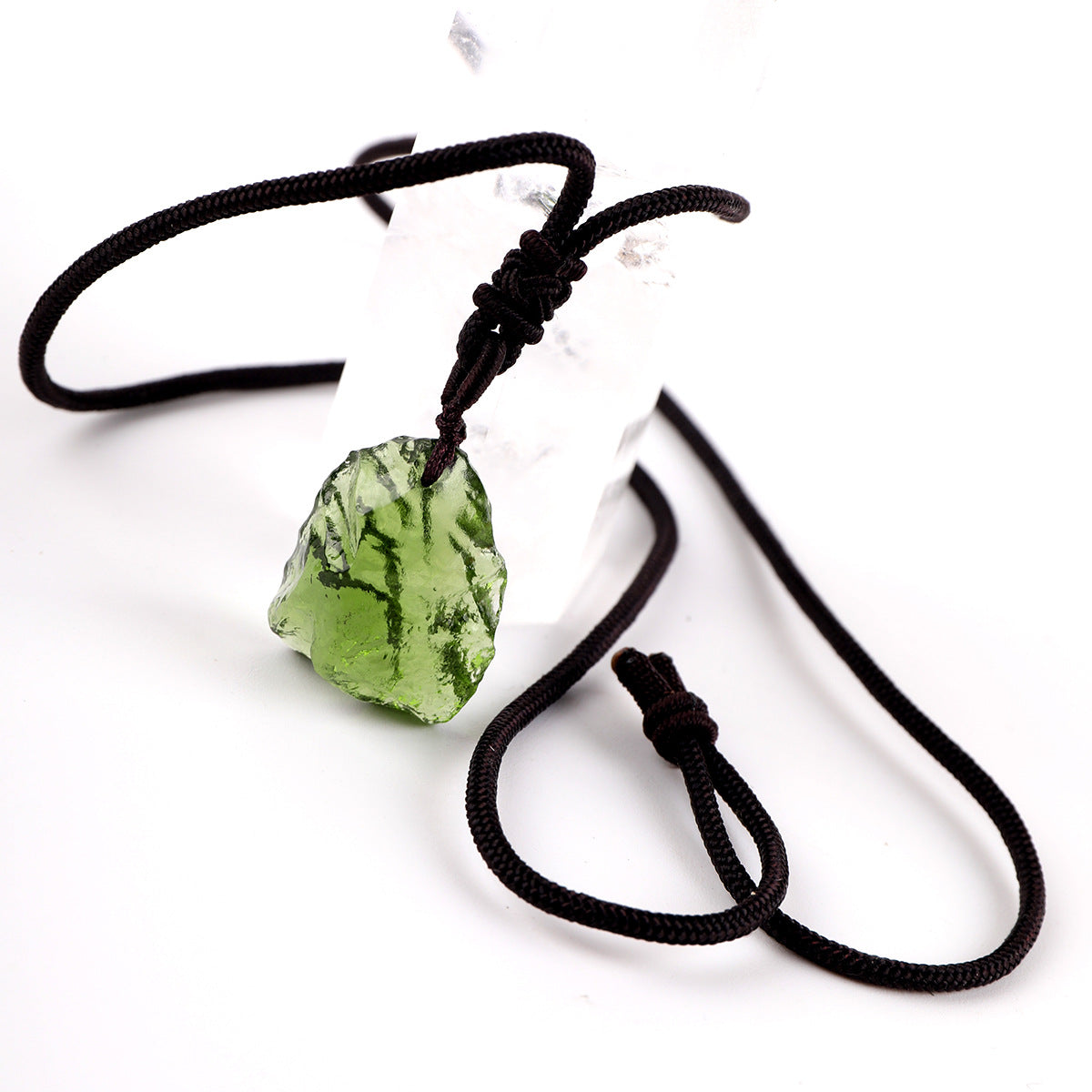 Czech Rough Green Quartz Pendant Necklace