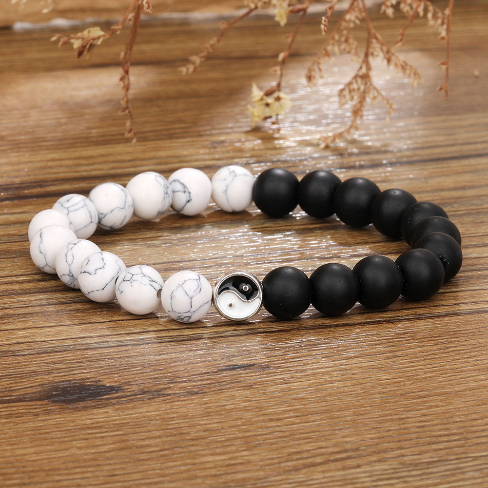 Taichi Tiger Eye Black Matte Daoism Crystal Bead Bracelets