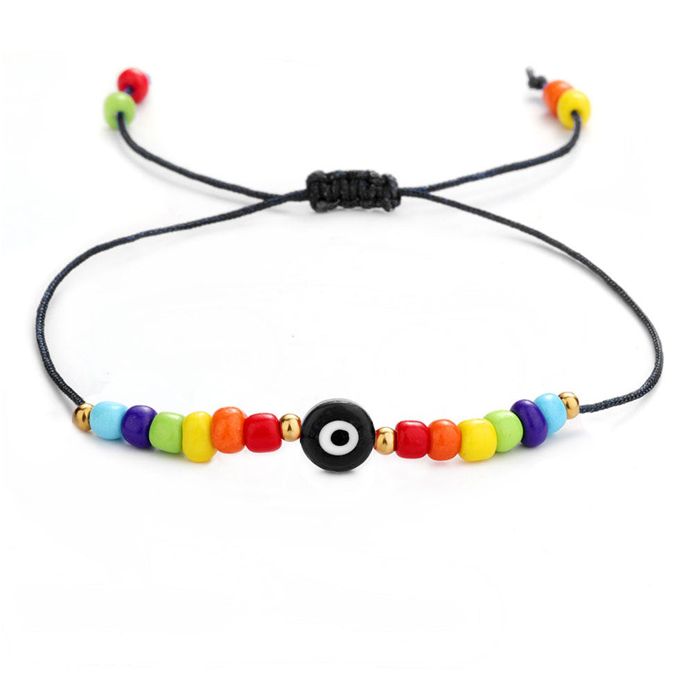 Evil Eye 7 Chakra Rainbow Color Bead Bracelets