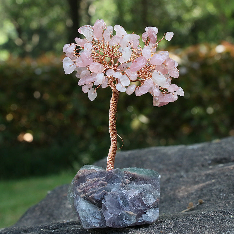 Crystal Chip Lucky Tree with Rough Fluorite Base Ornaments