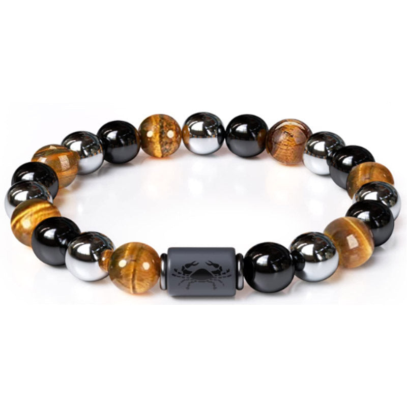 Twelve Constellations Tiger Eye Hematite Mixed Bead Bracelets