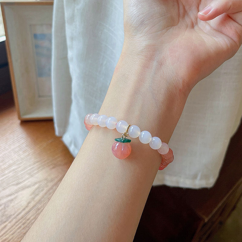 Gradient Carnelian Agate Peach Drop Bead Bracelets