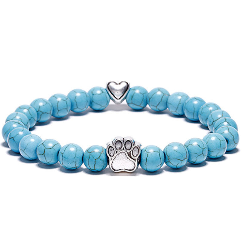 8mm Dog Paw Crystal Bead Bracelets