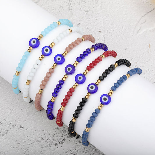 Evil Eye 6mm+4mm Glass Bead Bracelets