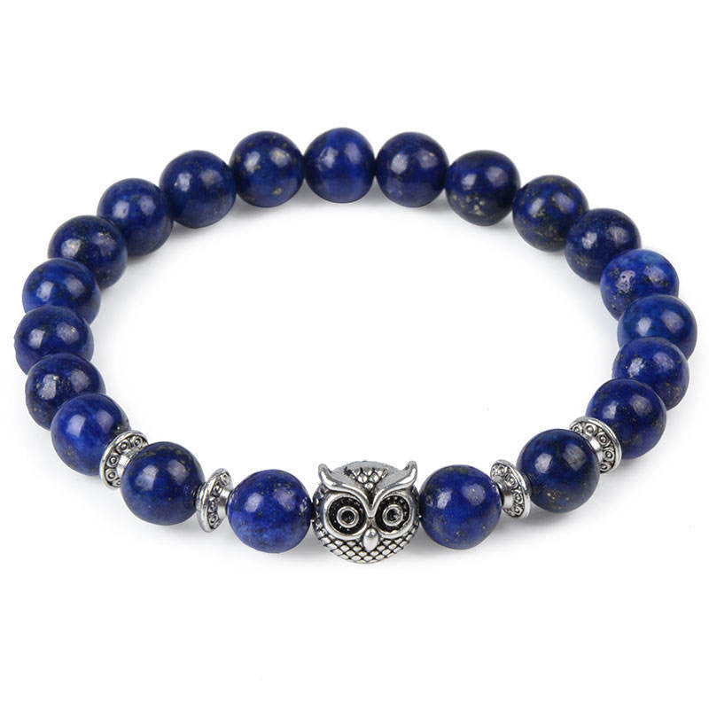 4 Materials of Owl 8mm Crystal Bead Bracelets