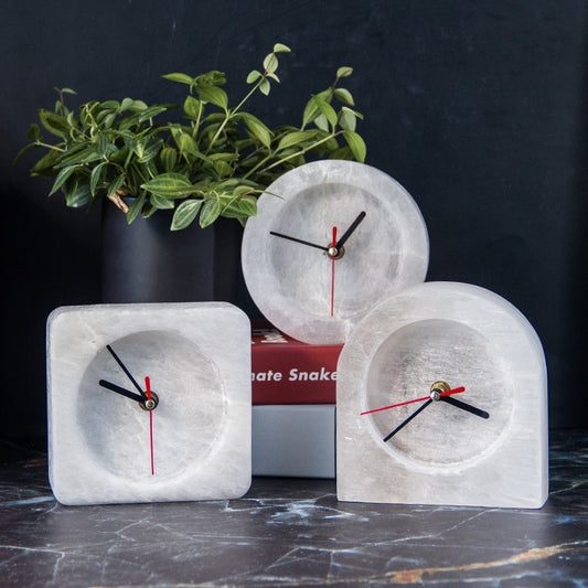 Selenite Clock Table Ornaments