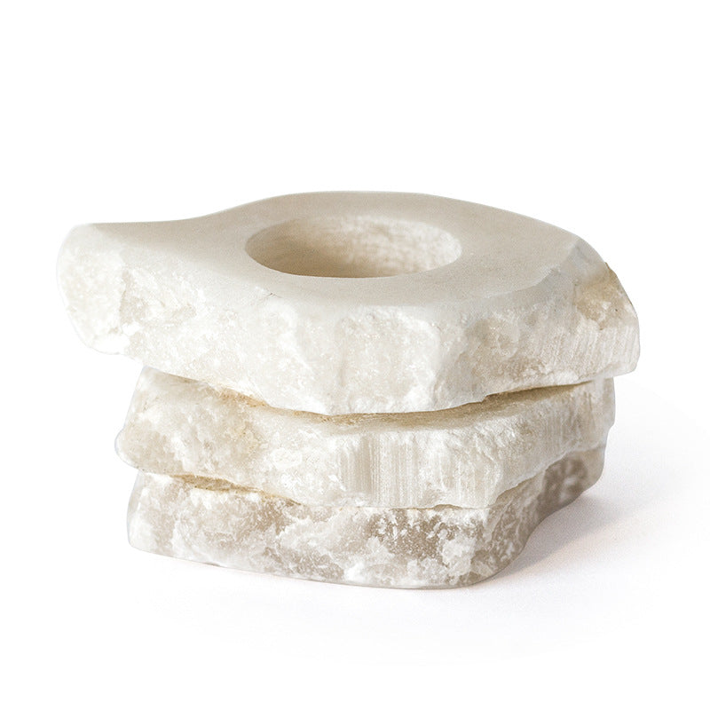 Multi Layer Rough Selenite Candle Holder Ornaments