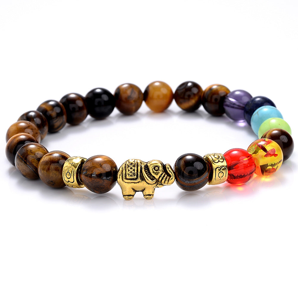 8mm Golden/Silver Color Elephant Crystal Bead Bracelets