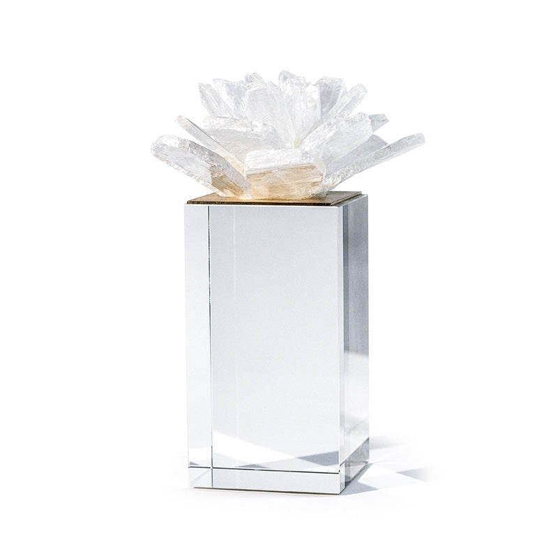 Selenite Clear Flower Glass Cube Home Ornaments