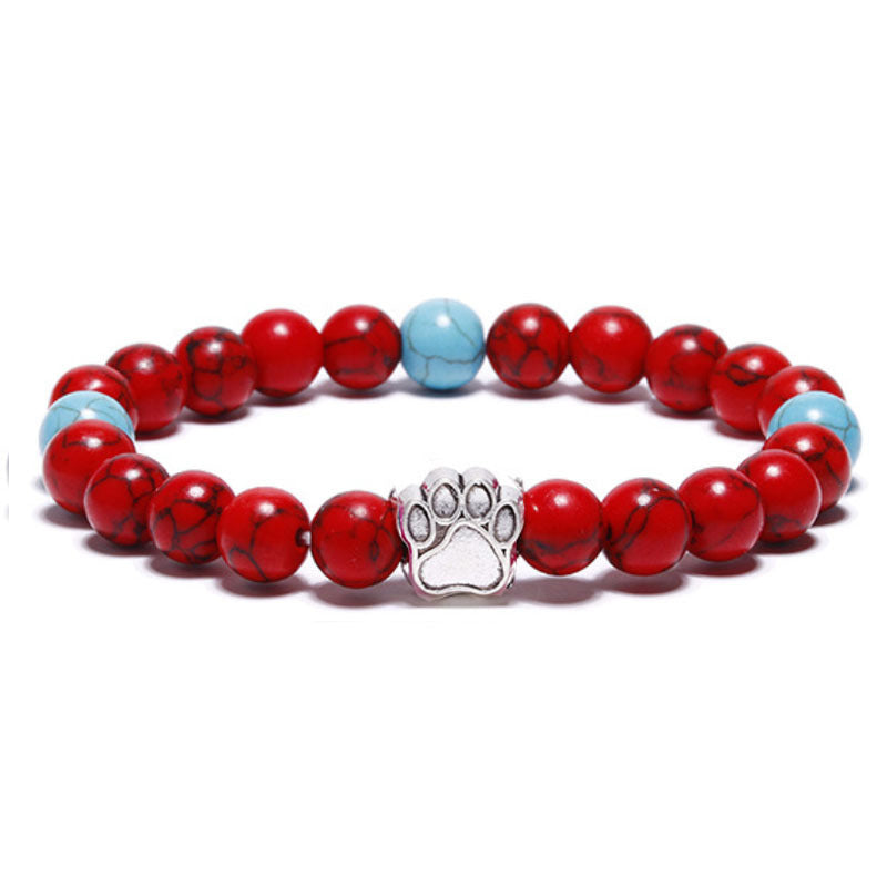 8mm Dog Paw Crystal Bead Bracelets