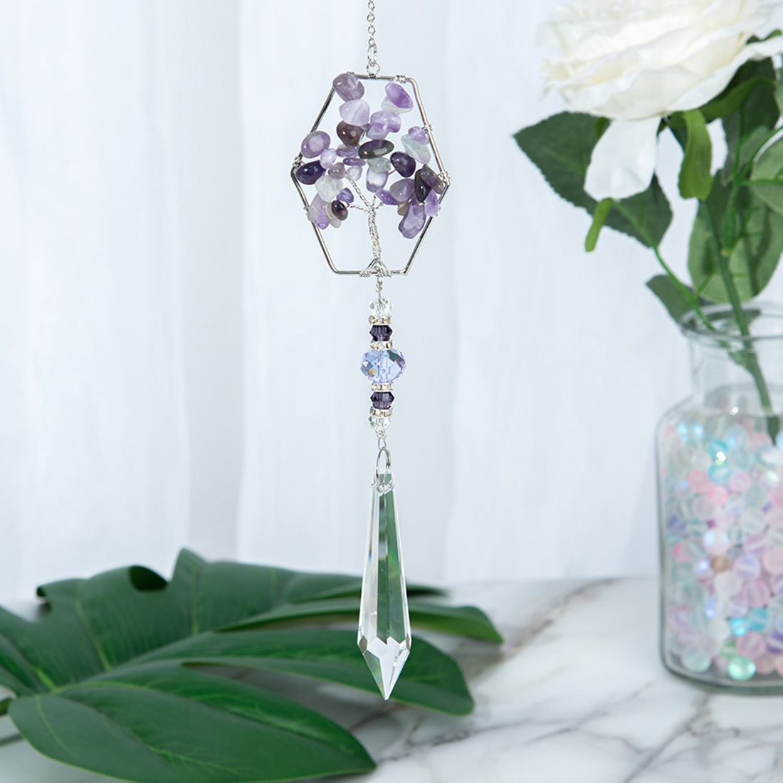 Amethyst Chip Life Tree Pendant Suncatcher Ornaments