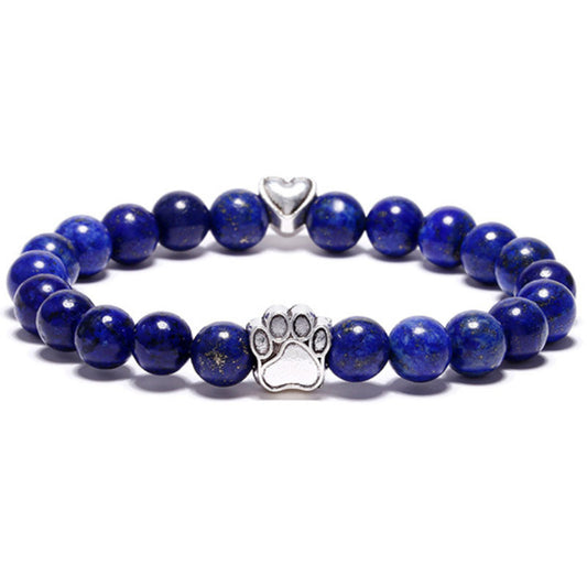 8mm Dog Paw Crystal Bead Bracelets