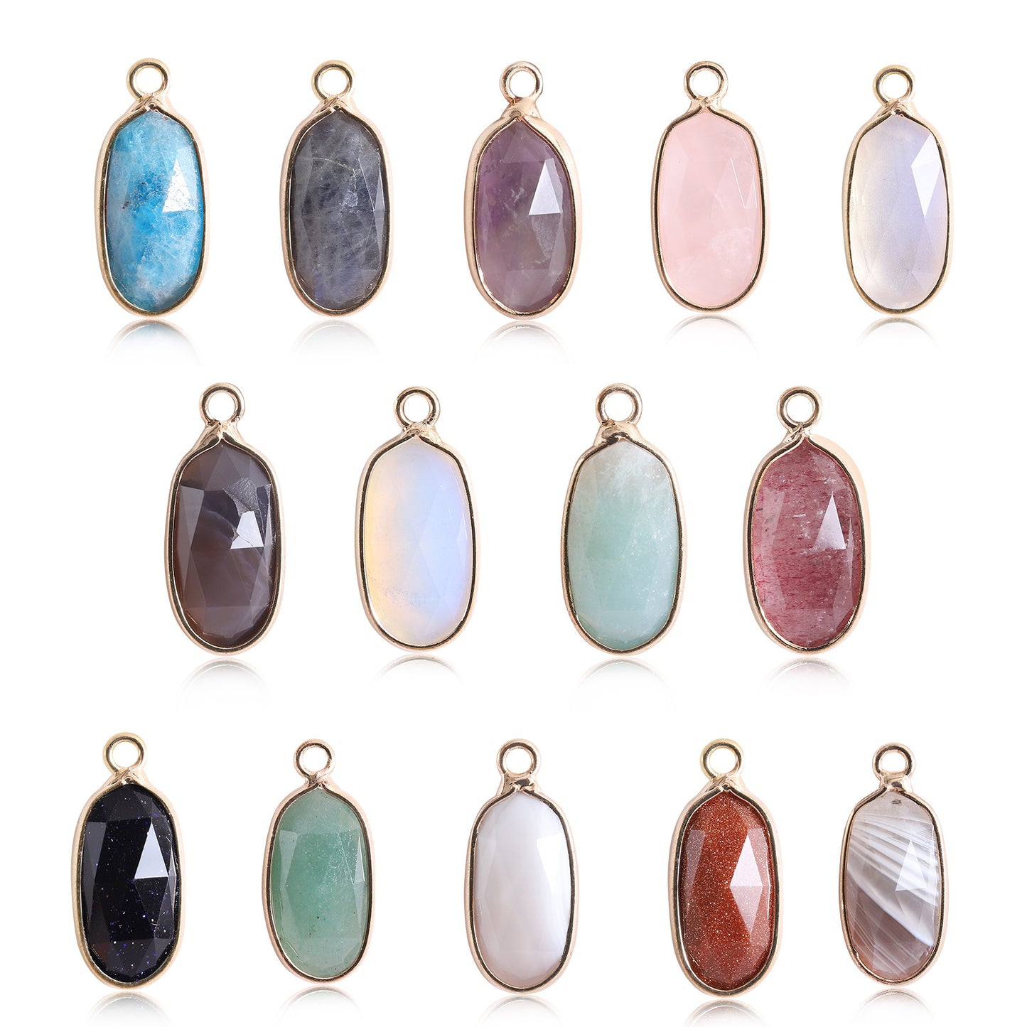 Oval Crystal Irregular Cut Pendants for Necklace