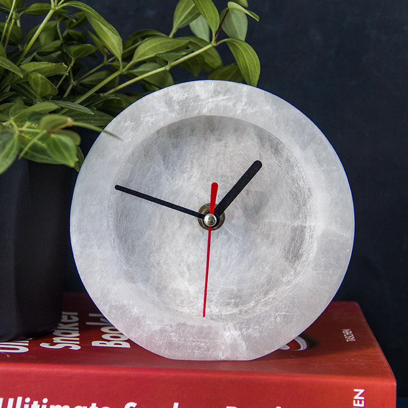 Selenite Clock Table Ornaments