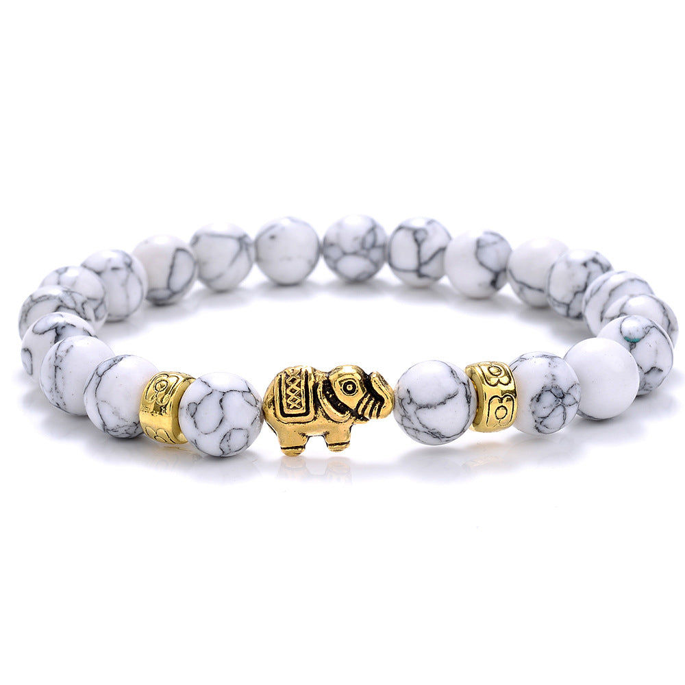 8mm Golden/Silver Color Elephant Crystal Bead Bracelets