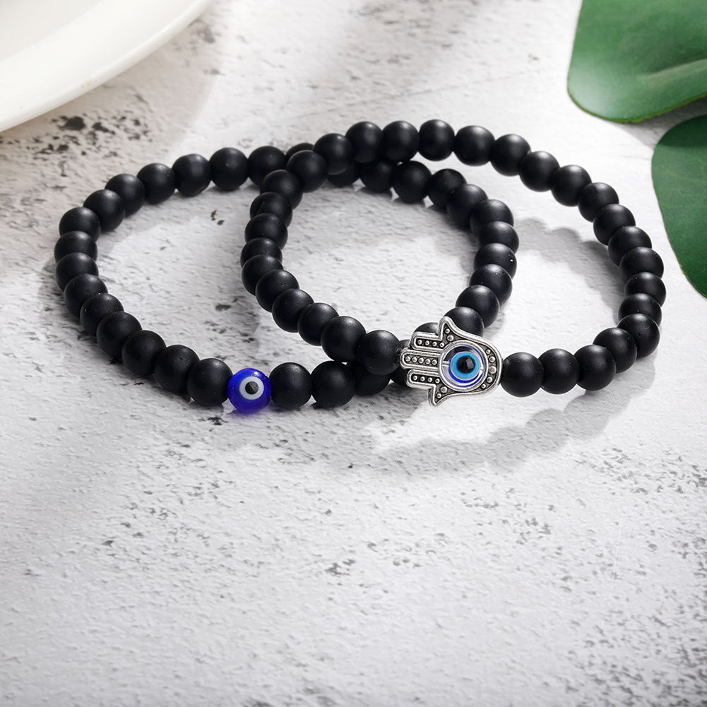 Evil Eye Palm Eye Howlite Black Glass Bracelets