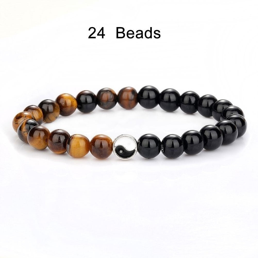 Taichi Tiger Eye Black Matte Daoism Crystal Bead Bracelets