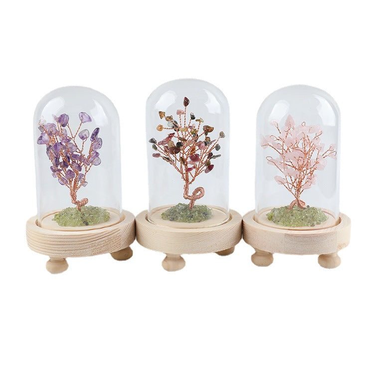 Crystal Chip Lucky Tree Glass Greenhouse Ornaments