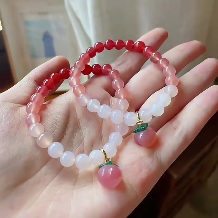 Gradient Carnelian Agate Peach Drop Bead Bracelets