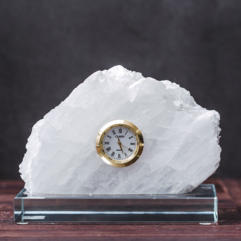 Clear Selenite Clock Table Ornaments